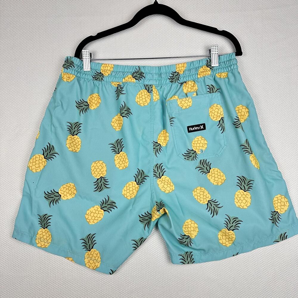 Hurley Shorts Mens XL Blue Pineapple Print Swim Trunks Elastic Waist Tropical - Picture 2 of 10
